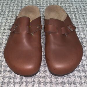 Birkenstock Boston Brown Leather Clog Shoes size L9 M7 Classic